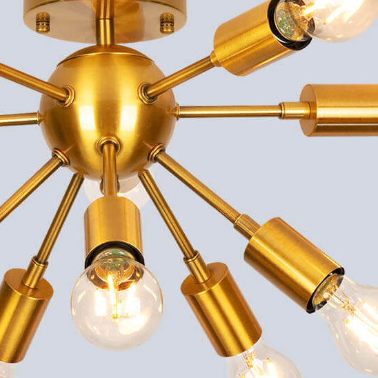 Moderna Araña de Luces de Cristal con Marco de Hierro Acabado en Oro Glamuroso de 10 Luces 