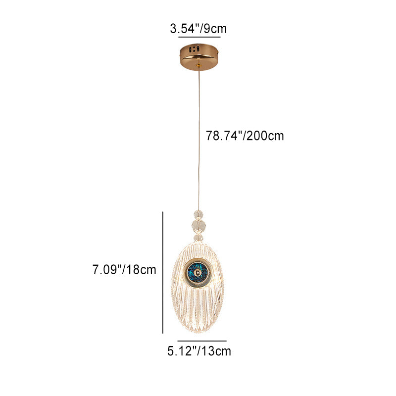 Moderne Luxus Oval Shell Aluminium Acryl LED Pendelleuchte für Schlafzimmer 
