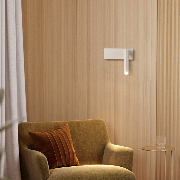 Lámpara Aplique de Pared LED de Cilindro de Ángulo Ajustable Rectangular Minimalista Moderna de Aluminio para Dormitorio 