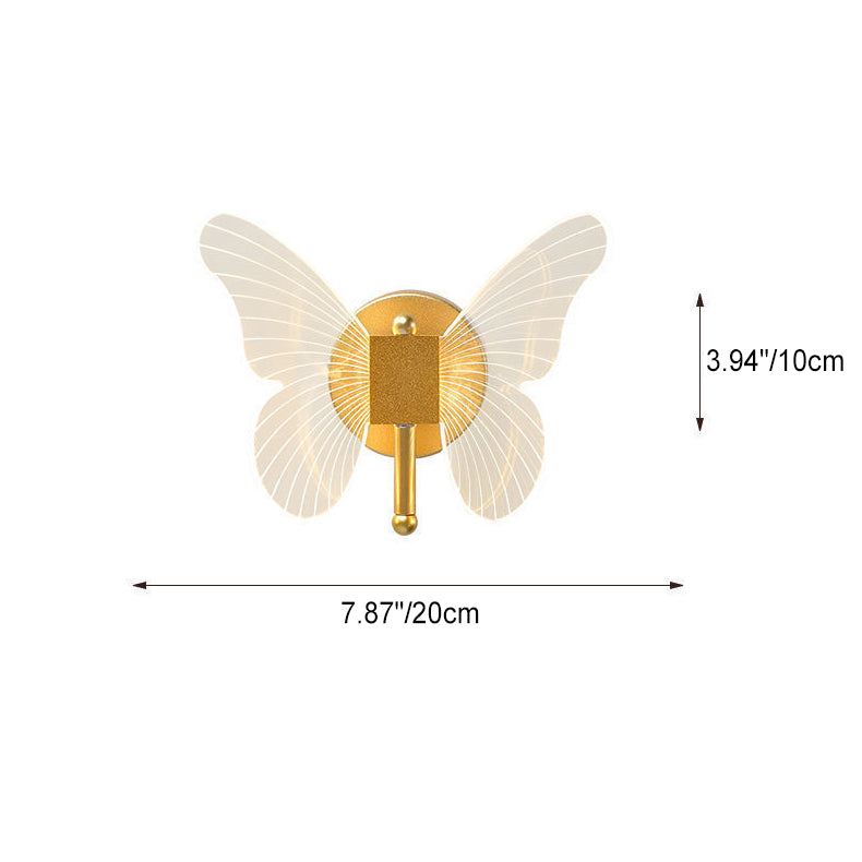 Lámpara de pared LED de hierro acrílico en forma de mariposa creativa contemporánea para dormitorio 