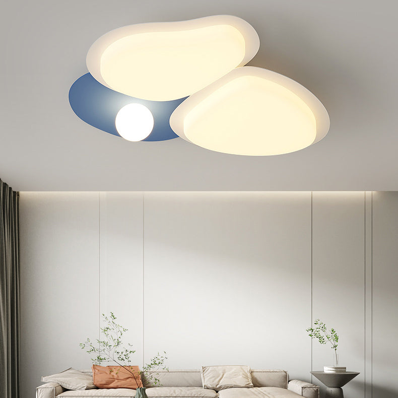 Moderne minimalistische unregelmäßige runde Kombination Eisen Acryl LED Unterputz Deckenleuchte für Wohnzimmer 