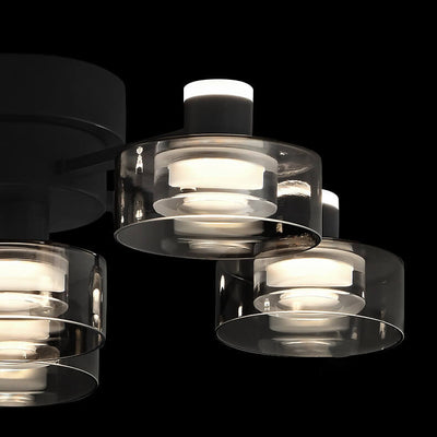 Italian Minimalist Round Drum Copper Glass LED Semi-Flush Mount Ceiling Light