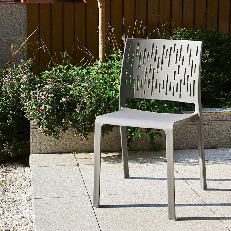 Silla Cuadrada de Plástico Minimalista Moderna con Cuatro Patas y Respaldo para Patio Exterior 
