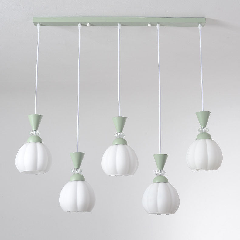 Lustre contemporain à fleurs en verre crème créative avec boutons de fleurs en fer à 3/5 lumières pour chambre 