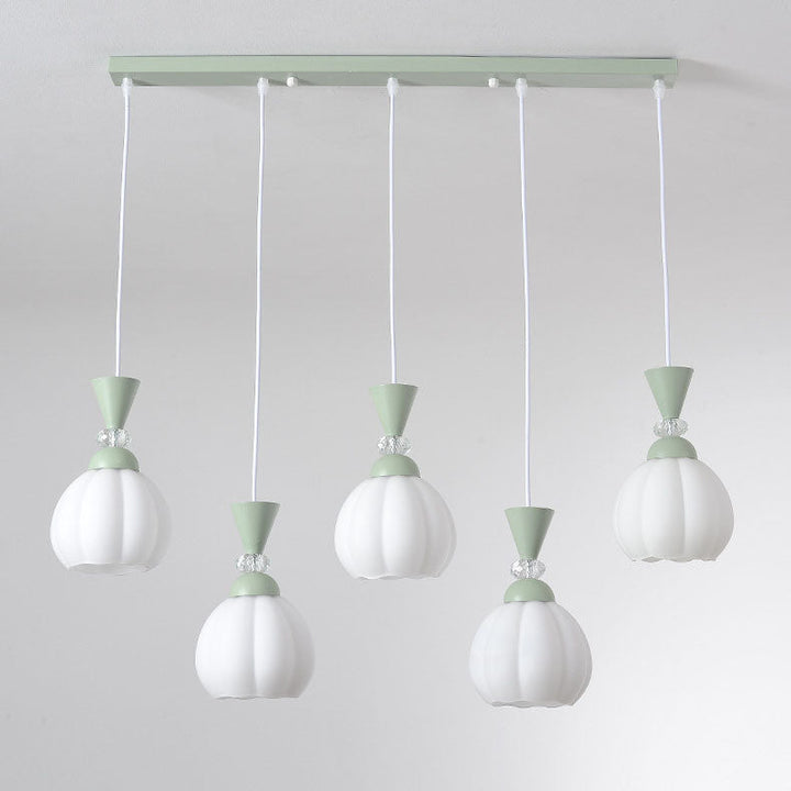Lustre contemporain à fleurs en verre crème créative avec boutons de fleurs en fer à 3/5 lumières pour chambre 
