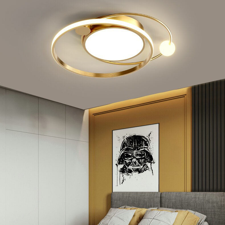 Zeitgenössische Einfachheit Acryl Dual Kreis Ring Hardware LED Unterputz Deckenleuchte für Schlafzimmer 