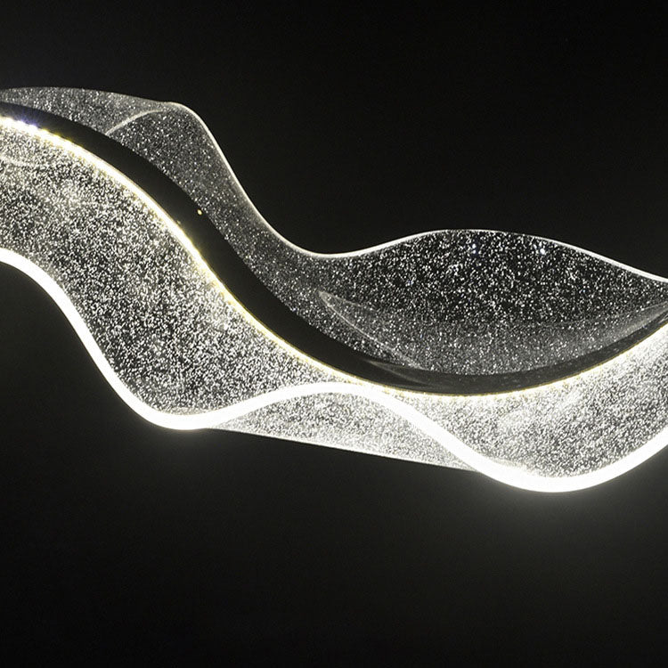 Zeitgenössische Luxus Acryl Wellpappe Flattern Band Hardware LED Insel Licht Pendelleuchte Für Wohnzimmer 