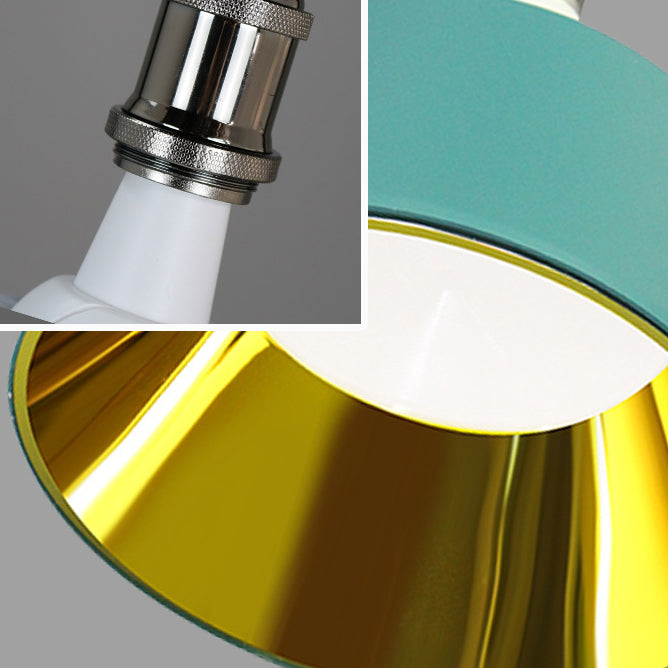 Zeitgenössische industrielle runde trapezförmige Aluminium PP 1-Licht Pendelleuchte für Esszimmer 
