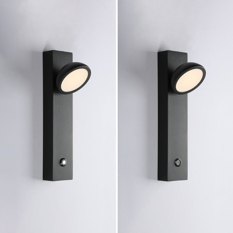 مصباح حائط LED بتصميم بسيط وحديث مصنوع من الألومنيوم والحديد والأكريليك بشكل مكعب دائري للجانب السرير 