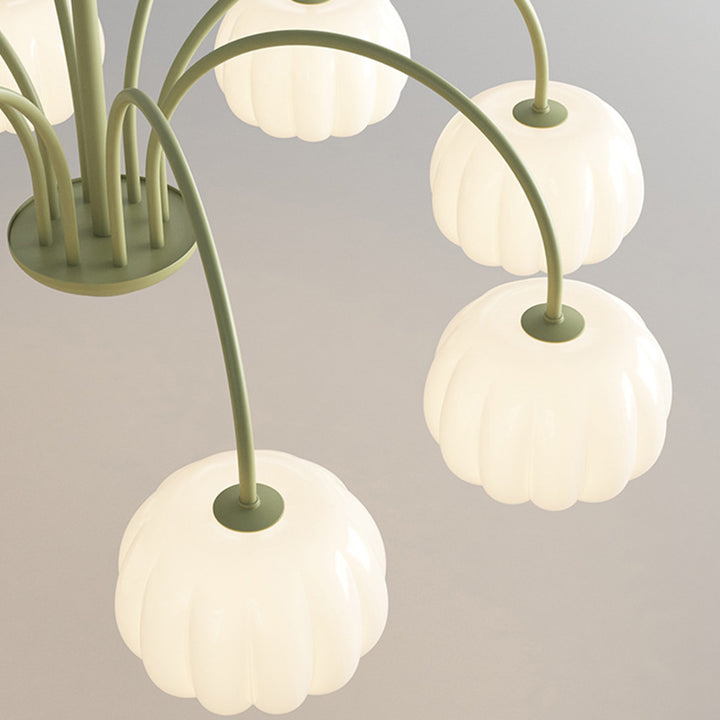Tige courbée branche créative contemporaine citrouille PE fer lustre 5/6/8 lumières pour salon 