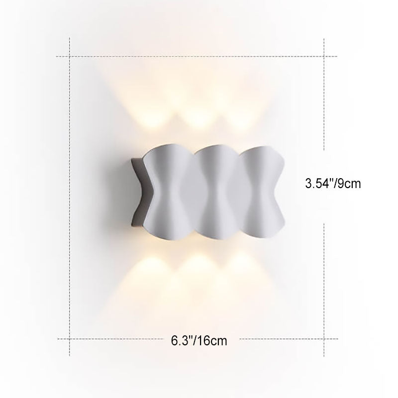 Moderne Schlichtheit Rechteck Welle Aluminium LED Außenwandleuchte Lampe Für Außenbereich Patio 