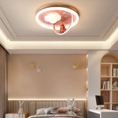 Contemporary Creative Resin Kids Cartoon LED Flush Mount Ceiling Light For Bedroom