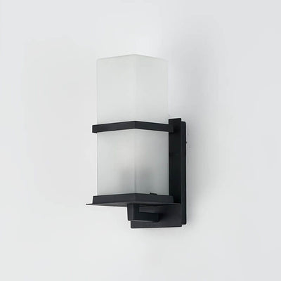 Applique murale 1 lumière avec abat-jour en verre dépoli étanche pour extérieur industriel 
