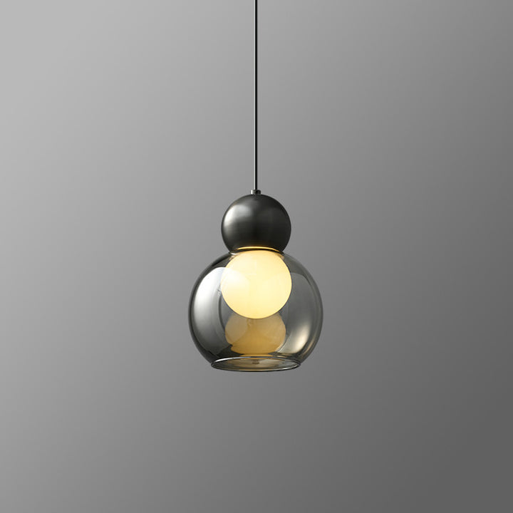 Zeitgenössische nordische runde Kugelzylinder-Kupferglas-1-Licht-Pendelleuchte für Wohnzimmer 