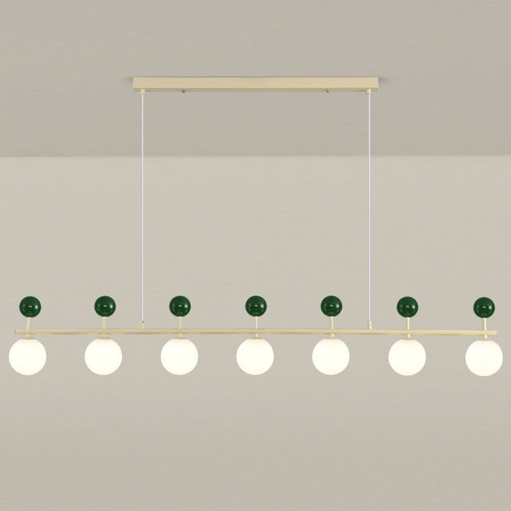 Lustre contemporain nordique en fer à longue bande de verre Magic Bean 5/7 lumières pour salle à manger 