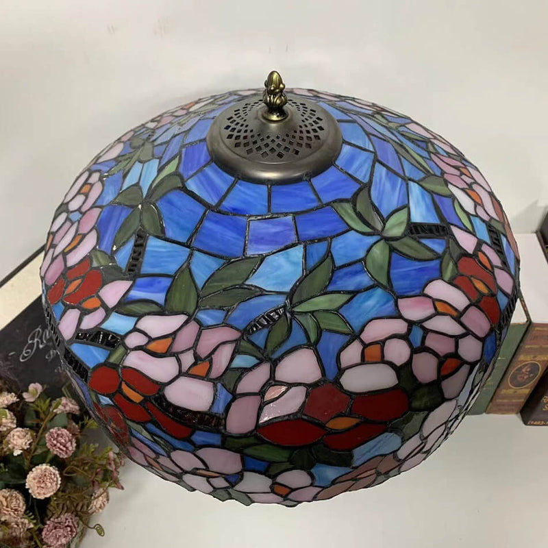Vintage Tiffany Stained Glass Mediterranean Dome 1-Light Table Lamp