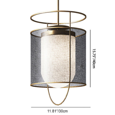 Moderne minimalistische Zylinder Laterne Eisen PVC LED Pendelleuchte für Wohnzimmer 