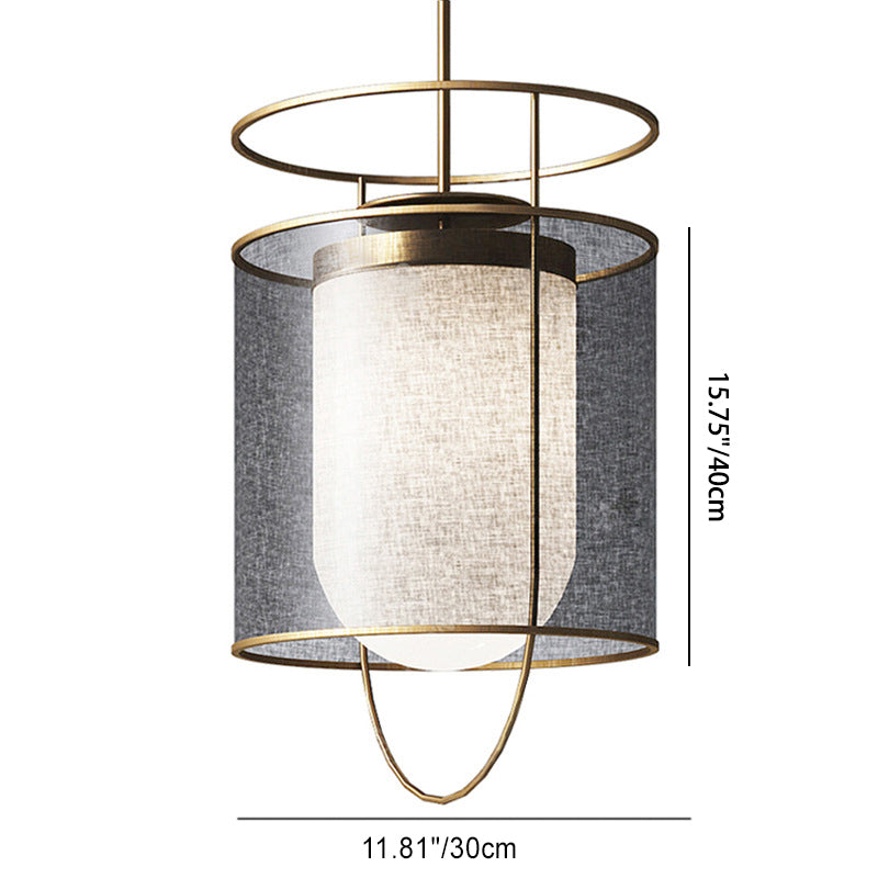 Moderne minimalistische Zylinder Laterne Eisen PVC LED Pendelleuchte für Wohnzimmer 