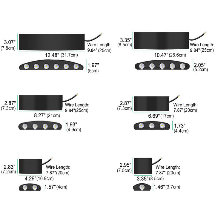 Moderna lámpara de aplique de pared LED para exteriores de aluminio negro impermeable 
