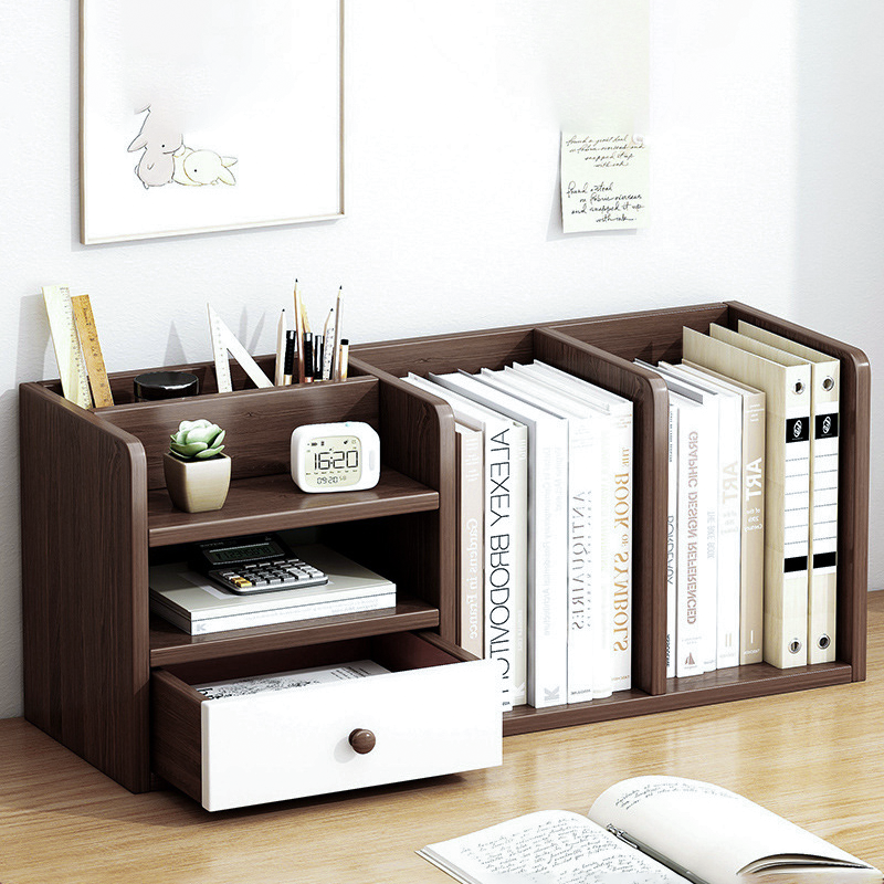 Modern Minimalist MDF Rectangular Desktop Storage Shelf With 1 Drawer For Living Room