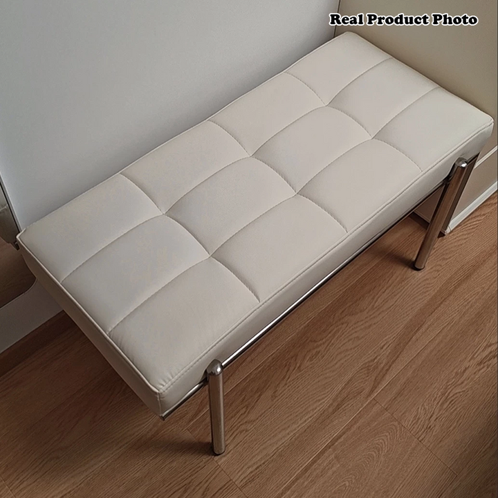 Contemporary Luxury Rectangular Carbon Steel Faux Nappa Leather Sponge Bench Backless Armless For Hallway