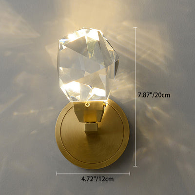 Contemporary Luxury Full Copper Crystal Stone LED Wall Sconce Lamp For Living Room