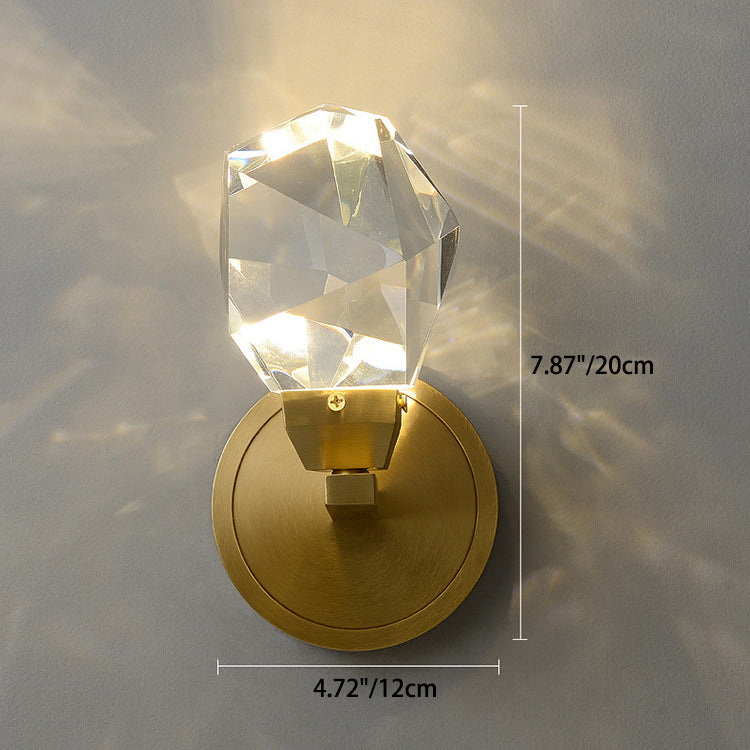 Contemporary Luxury Full Copper Crystal Stone LED Wall Sconce Lamp For Living Room