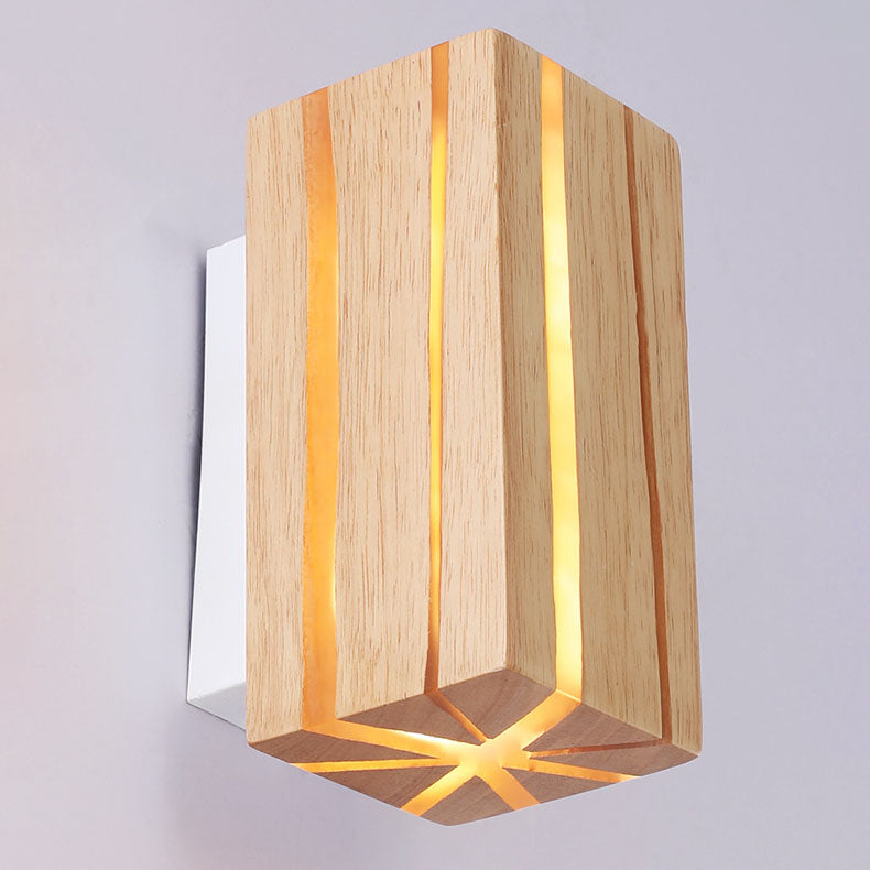 Moderne minimalistische geometrische Quader geknackt Holzmaserung LED Wandleuchte Lampe für Wohnzimmer 