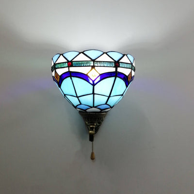 Tiffany Creative Resin Glass Flower Shape 1-Light Wall Sconce Lamp