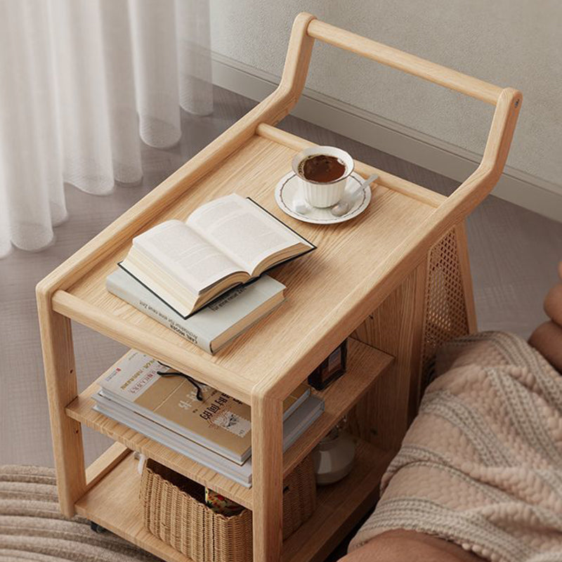 Zeitgenössischer Retro Massivholz Beweglicher Multifunktionaler Lagerung Beistelltisch 3-stufig Für Wohnzimmer 