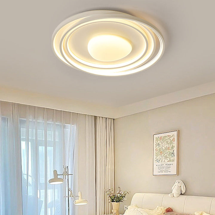 Moderne minimalistische Creme Runde Acryl Eisen LED Unterputz Deckenleuchte für Wohnzimmer 