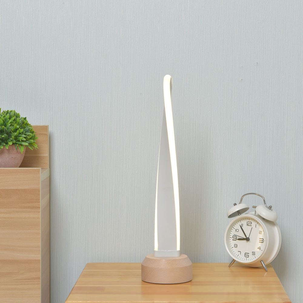 Lampe de table LED en aluminium et silice avec bande elliptique en spirale japonaise traditionnelle pour chevet 