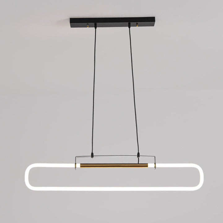 Modern Minimalist Iron Acrylic Rectangular Strip LED Island Light Chandeliers For Dining Room