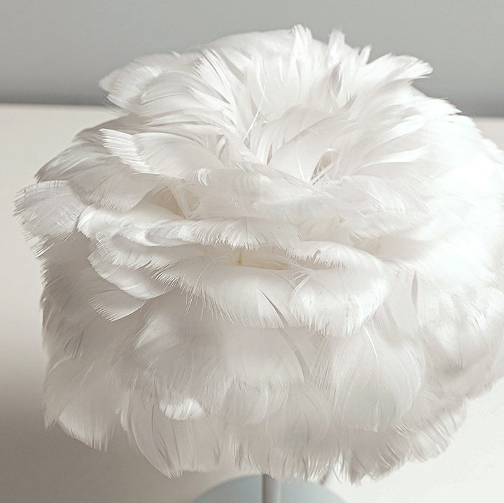 Lampe de table LED USB à plumes créatives contemporaines pour chambre 