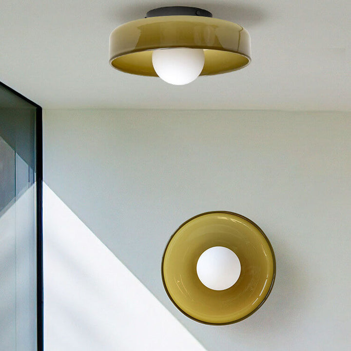 Skandinavische moderne runde Platte Eisen Glas 1-Licht Wandleuchte 