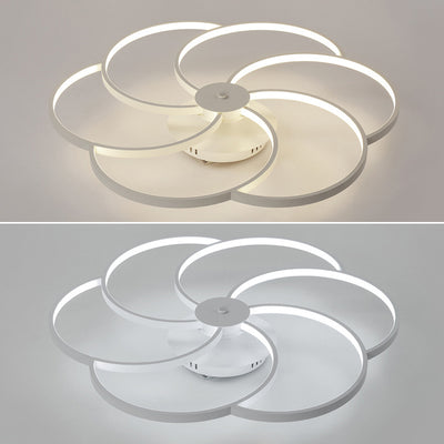 Lumière de plafond LED à montage affleurant avec abat-jour en bande de silicone en forme de pétale en aluminium de simplicité contemporaine pour le salon 