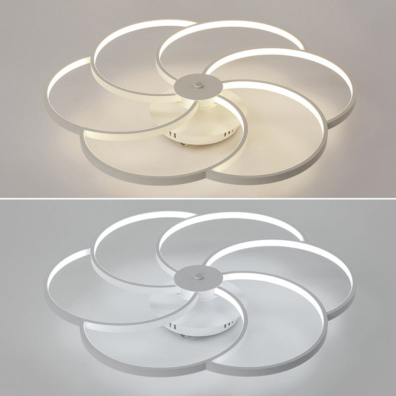 Lumière de plafond LED à montage affleurant avec abat-jour en bande de silicone en forme de pétale en aluminium de simplicité contemporaine pour le salon 