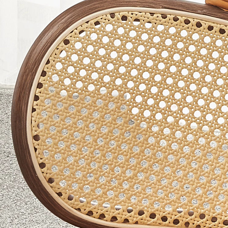 Zeitgenössischer nordischer quadratischer Leder-Rattan-Holz-Edelstahlstuhl für das Wohnzimmer 