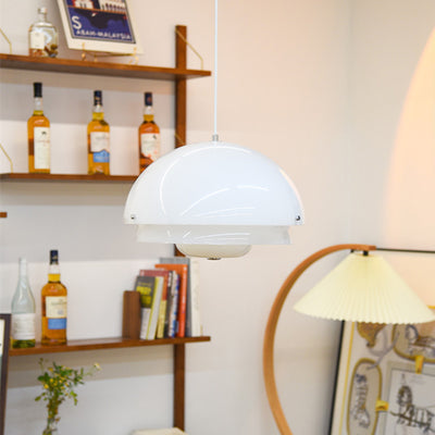 Zeitgenössische nordische runde Kuppel Eisen Glas Acryl 1-Licht Pendelleuchte für Wohnzimmer 