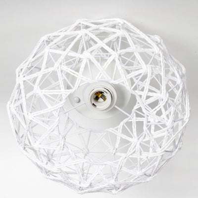 Luz de techo semiempotrada de 1 luz con cuerda de papel de hierro ovalada costera contemporánea para sala de estar 
