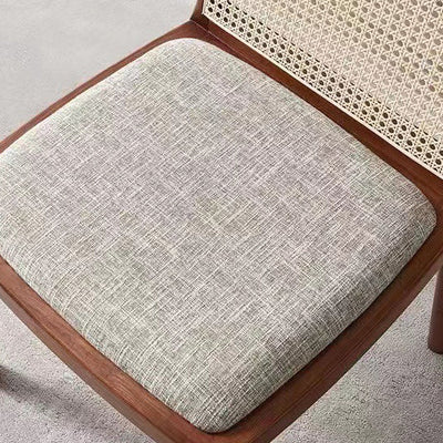 Silla de comedor de espuma de tela de madera tejida cuadrada tradicional china con respaldo y cuatro patas para comedor 