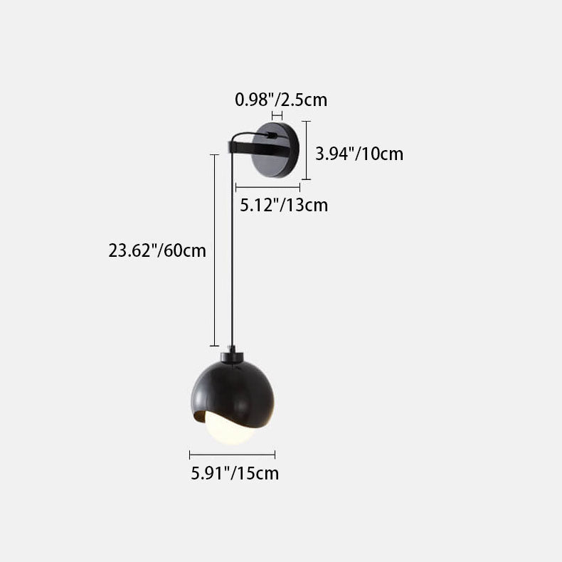 Moderne minimalistische kugelförmige Kupferschirm-Glas-Wandleuchte mit 1 Licht 