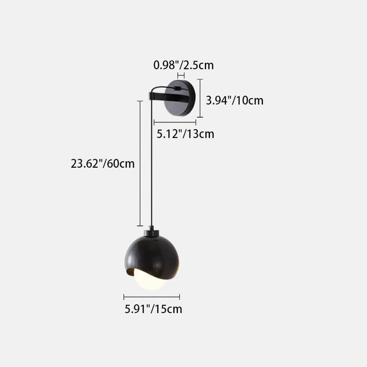 Moderne minimalistische kugelförmige Kupferschirm-Glas-Wandleuchte mit 1 Licht 