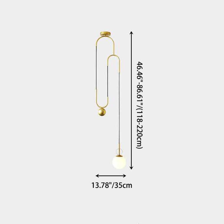Combinación de orbe escandinavo contemporáneo de hierro curvado con vidrio, lámpara colgante de 1 luz para dormitorio 