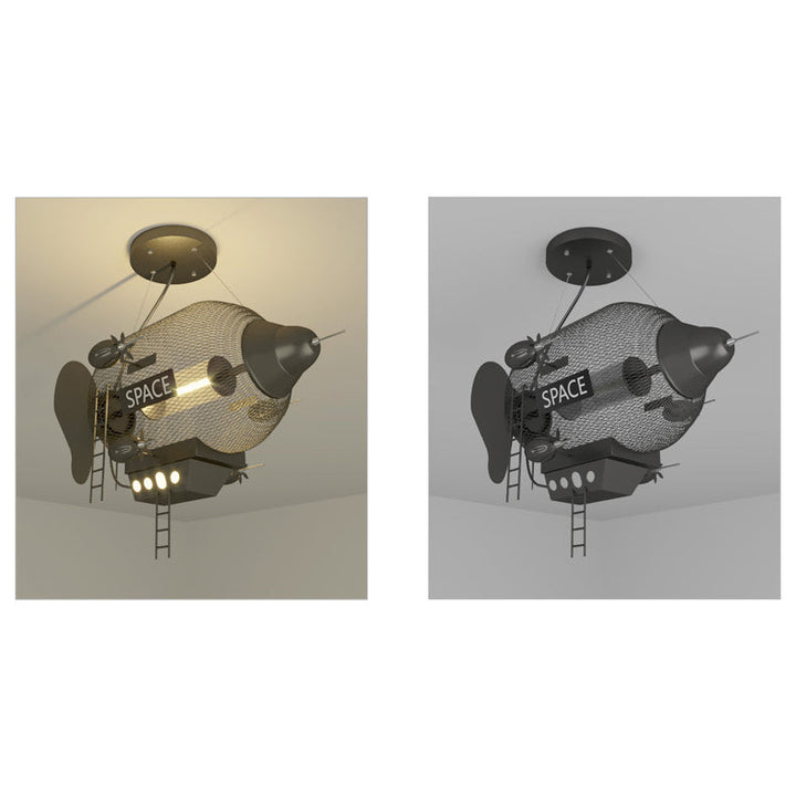 Moderne Art Deco Eisen Glas PVC Raumschiff LED Pendelleuchte für Schlafzimmer