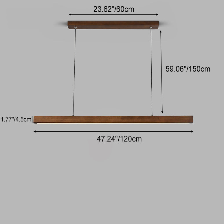 Zeitgenössische Nordic Gummi Holz Acryl Streifen LED Insel Licht Kronleuchter Für Esszimmer 