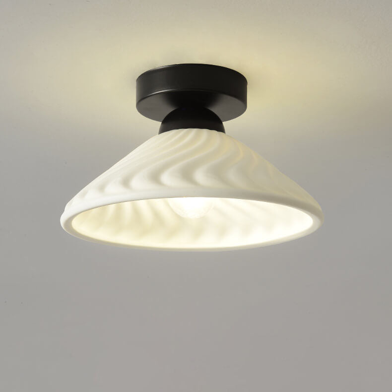 Modern Light Luxury Ceramic Disc 1-Light Semi-Flush Mount Lighting