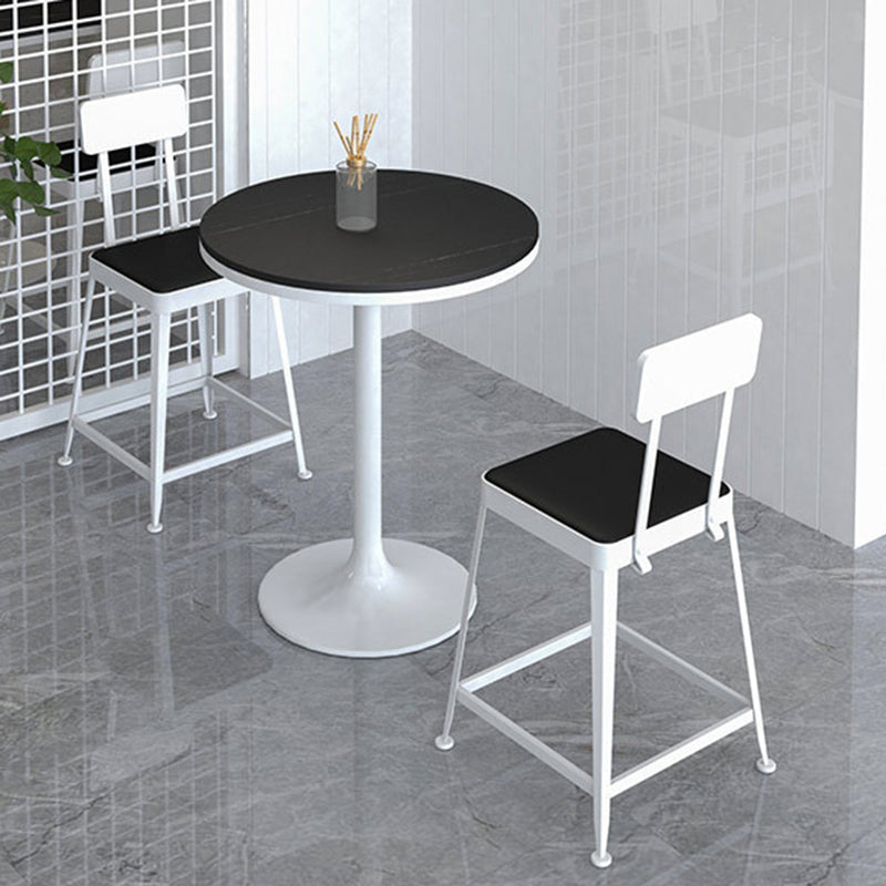 Modern Minimalist Square PU Leather Upholstered Iron Frame Bar Stool Backrest Footrest For Dining Room