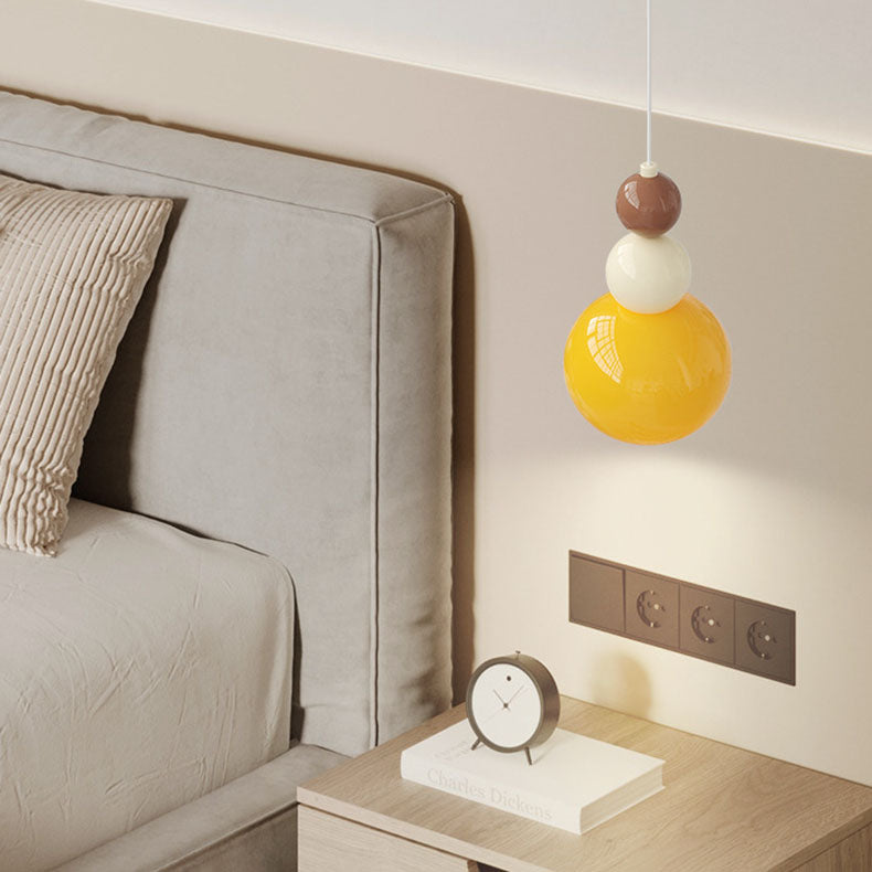 Moderne minimalistische mehrstufige Kugel Eisen PVC 1-Licht Pendelleuchte für Schlafzimmer 