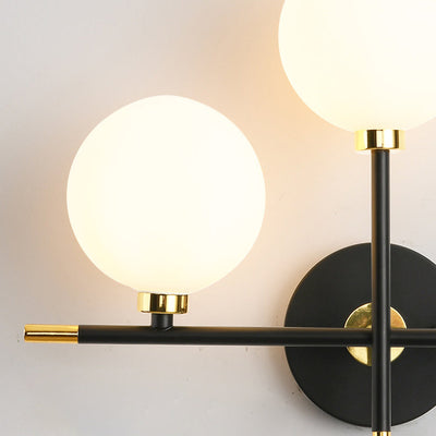 Contemporary Scandinavian Glass Orb Iron 2-Light Wall Sconce Lamp For Hallway